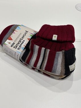 SmartWool Men's XL Hudson Trail Pattern Slippers Red Stripes NWT Cabincore Camp